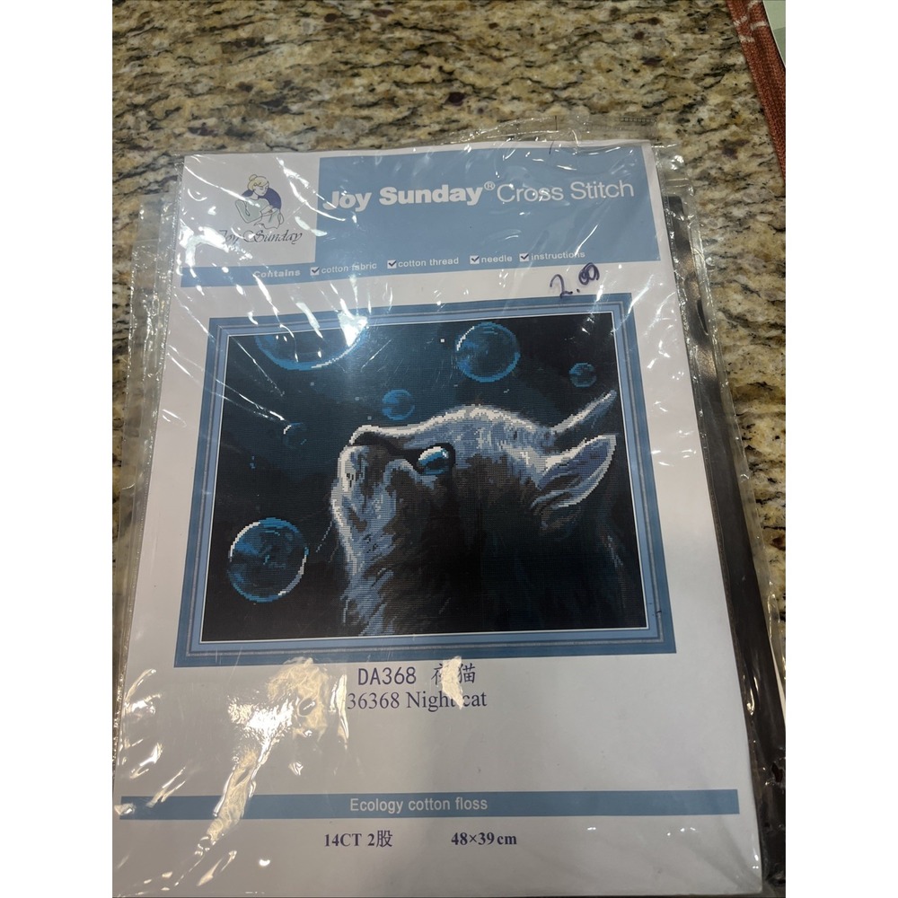 Joy Sunday Cross Stitch Kit Night Cat 36368 New